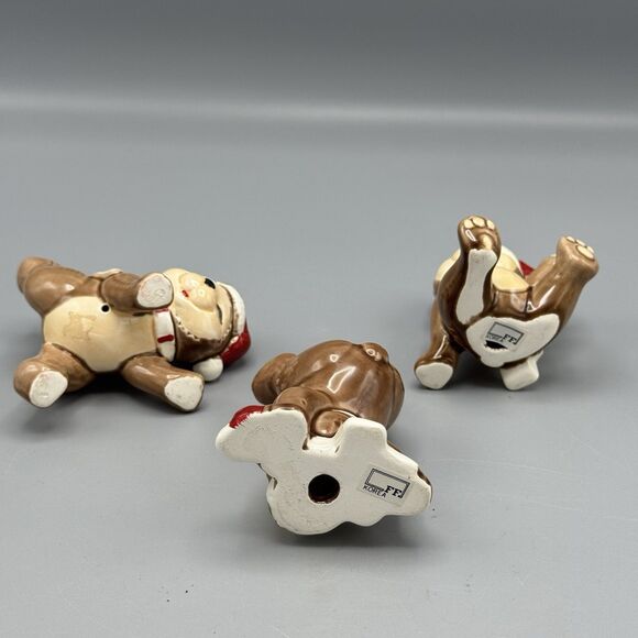 Vtg Fitz and Floyd Tumbling Christmas Bears Set of 3 Figurines Porcelain Korea - Picture 5 of 12